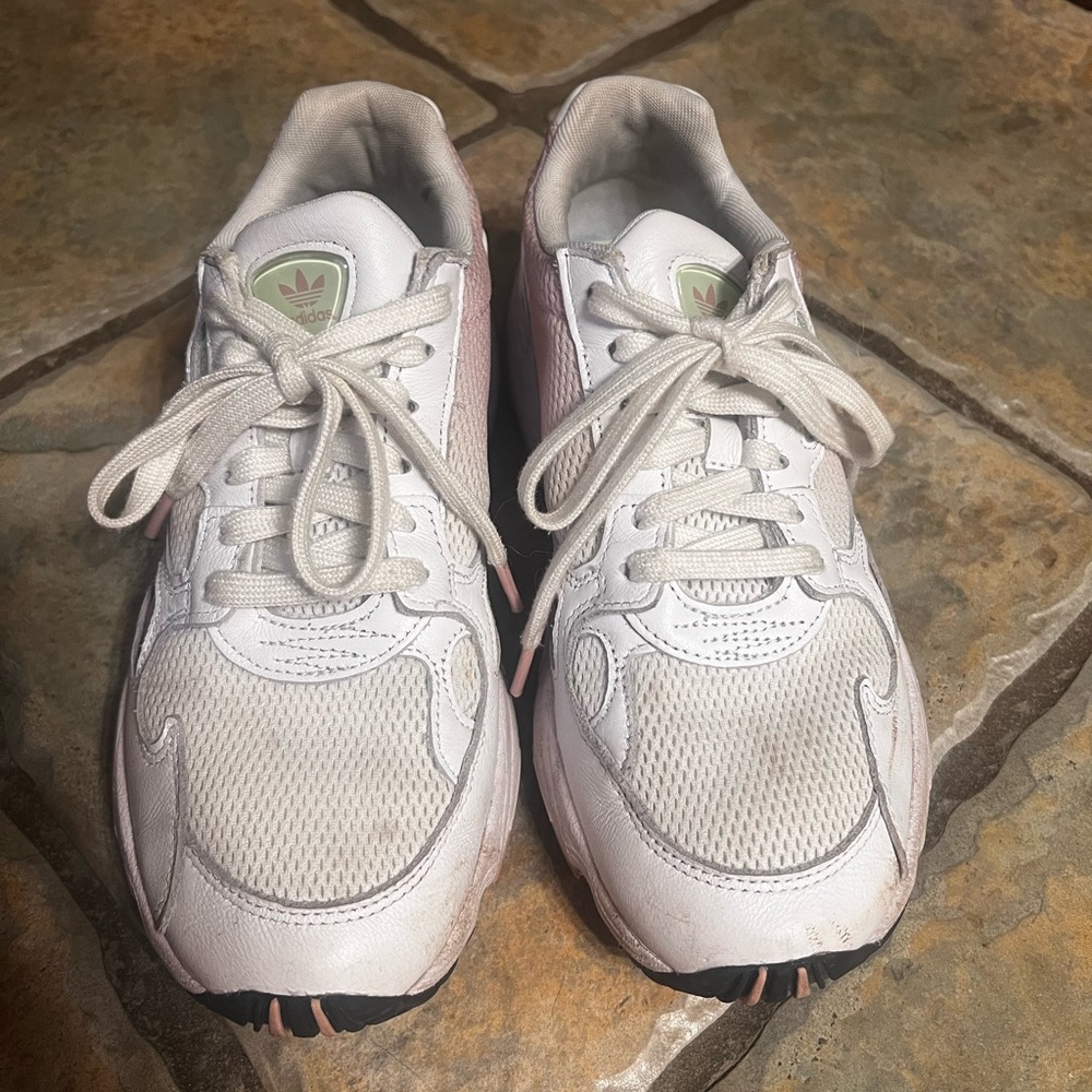 Adidas Falcon sneakers white green and pink